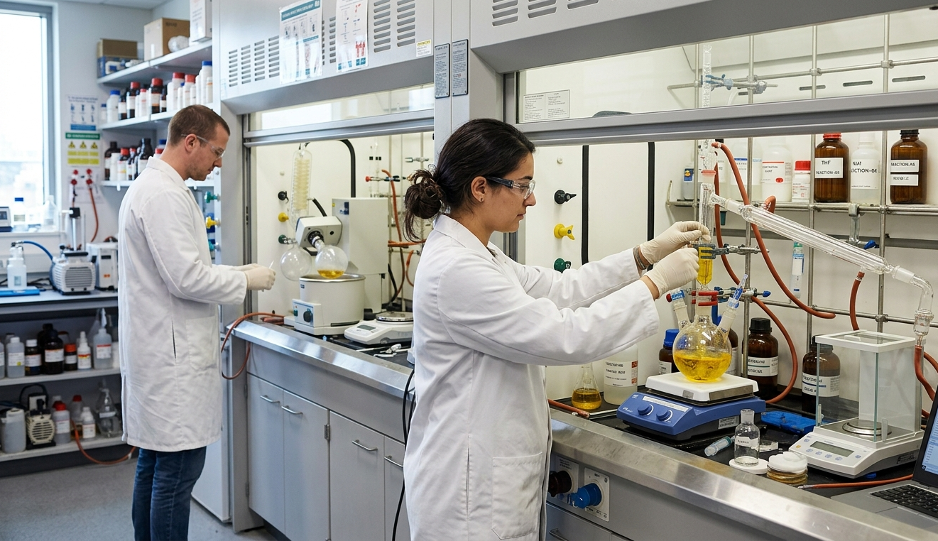 ProChem R&D laboratory — chemistry bench work and analytical instrumentation